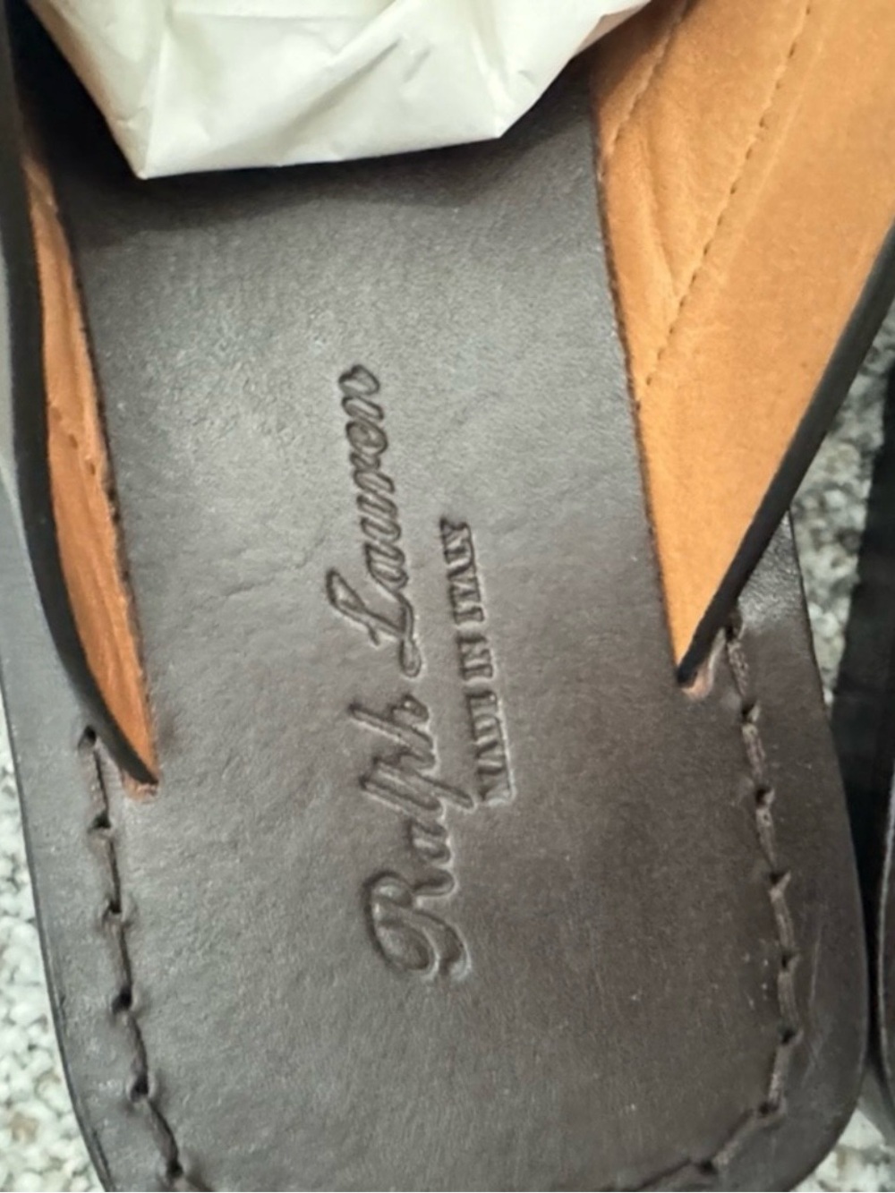 Ralph Lauren Purple Label Stirrup Burnished Dark Brown Leather Sandals Sz 10 - Picture 11 of 14